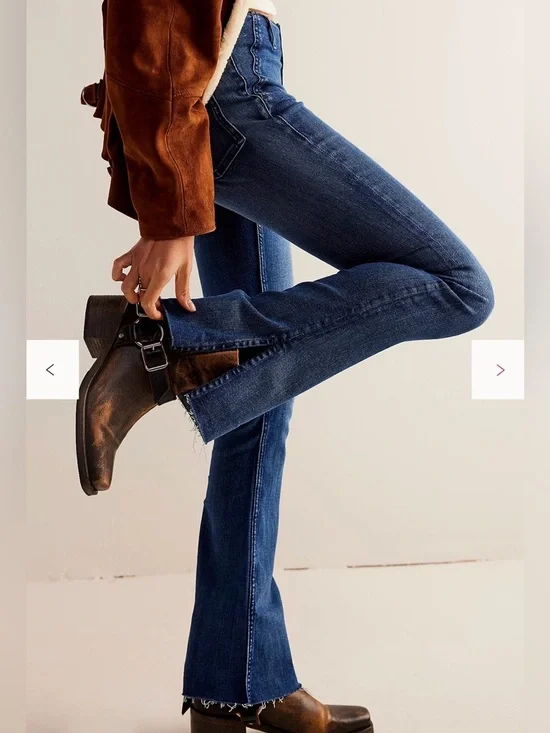 Free People We The Free Level Up Slit Slim Flare Jeans - Picture 4 of 6